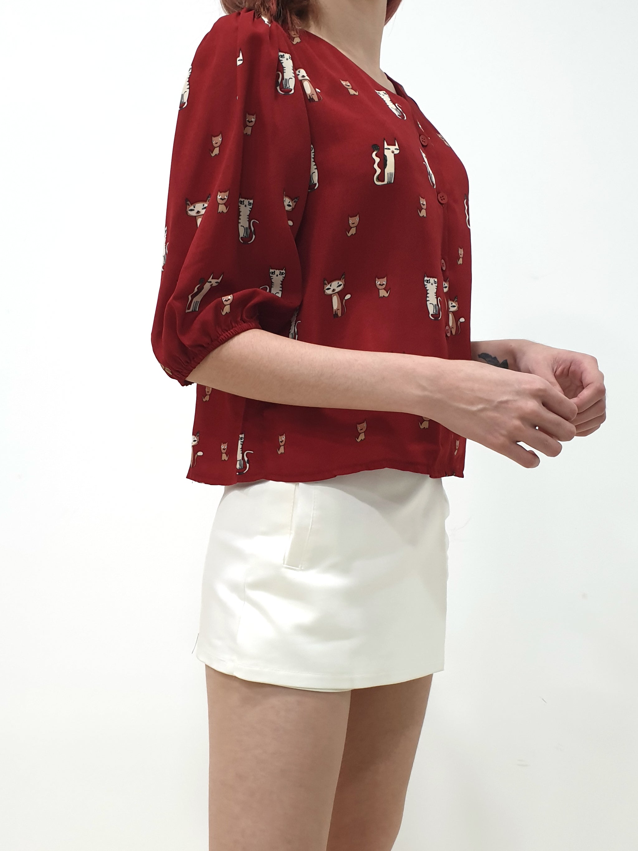 Cat Print Top (Non-returnable) - Ferlicious