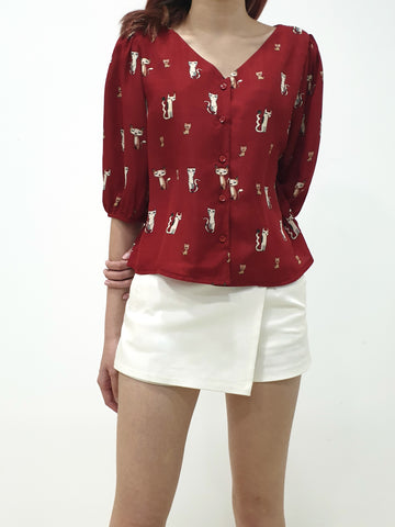 Cat Print Top (Non-returnable) - Ferlicious