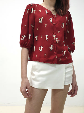 Cat Print Top (Non-returnable) - Ferlicious