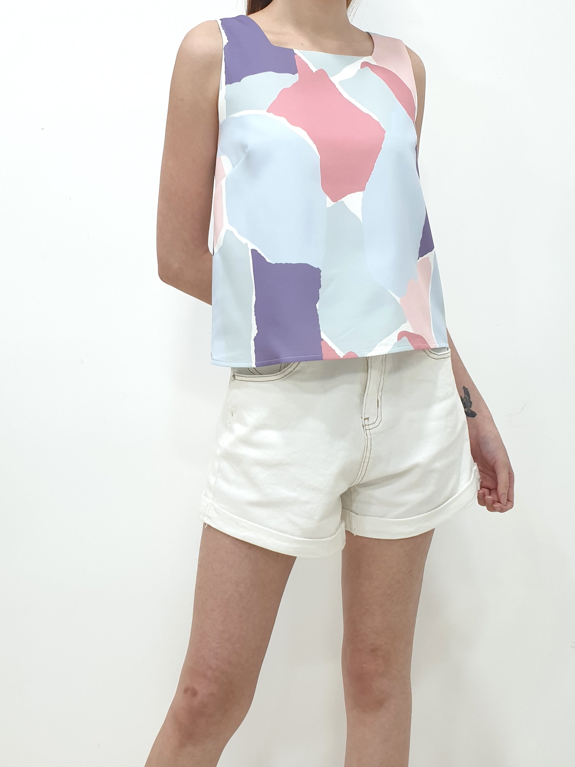 Blocks of Colours Top - Pink