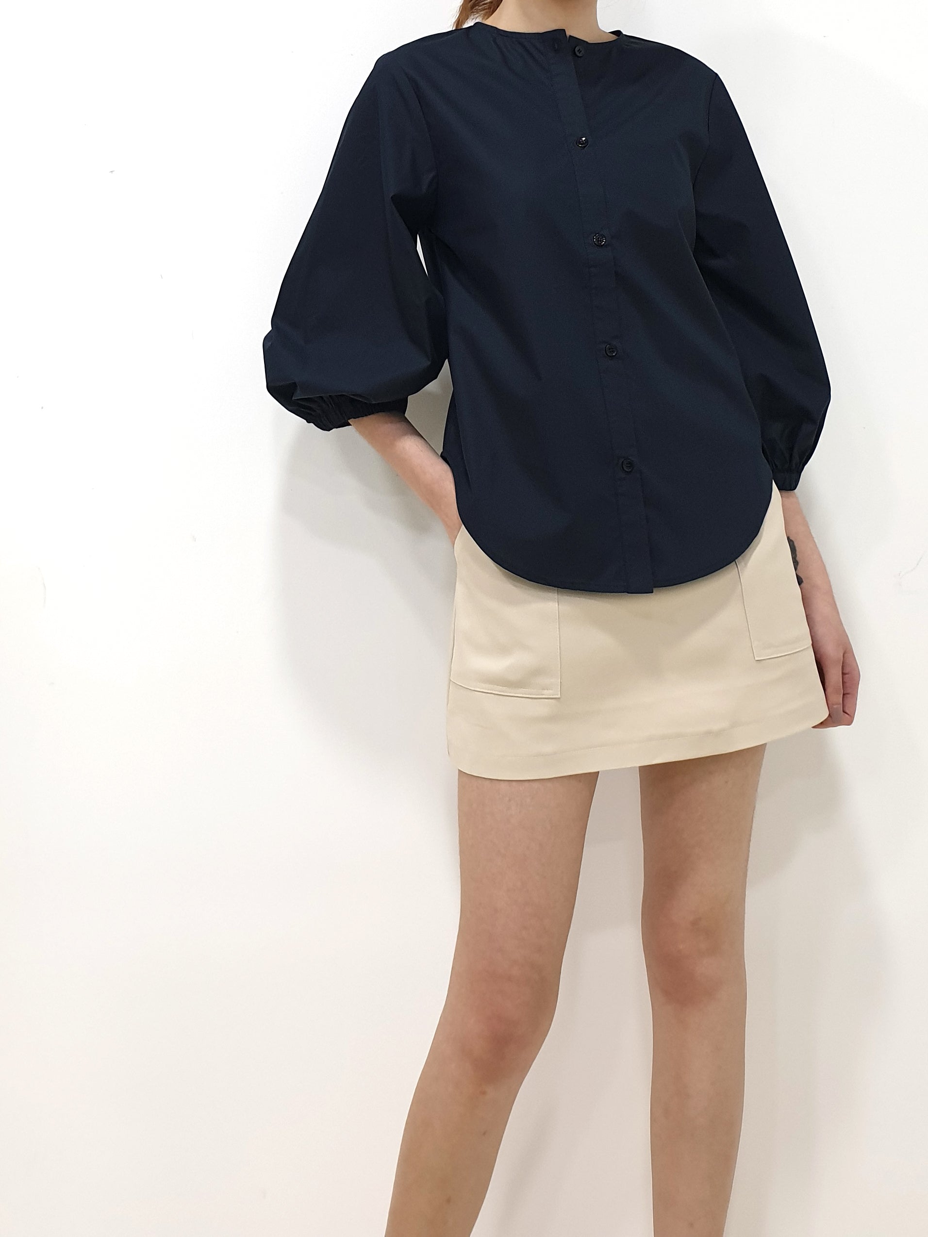 MADEBYFER Puff Sleeve Shirt - Navy