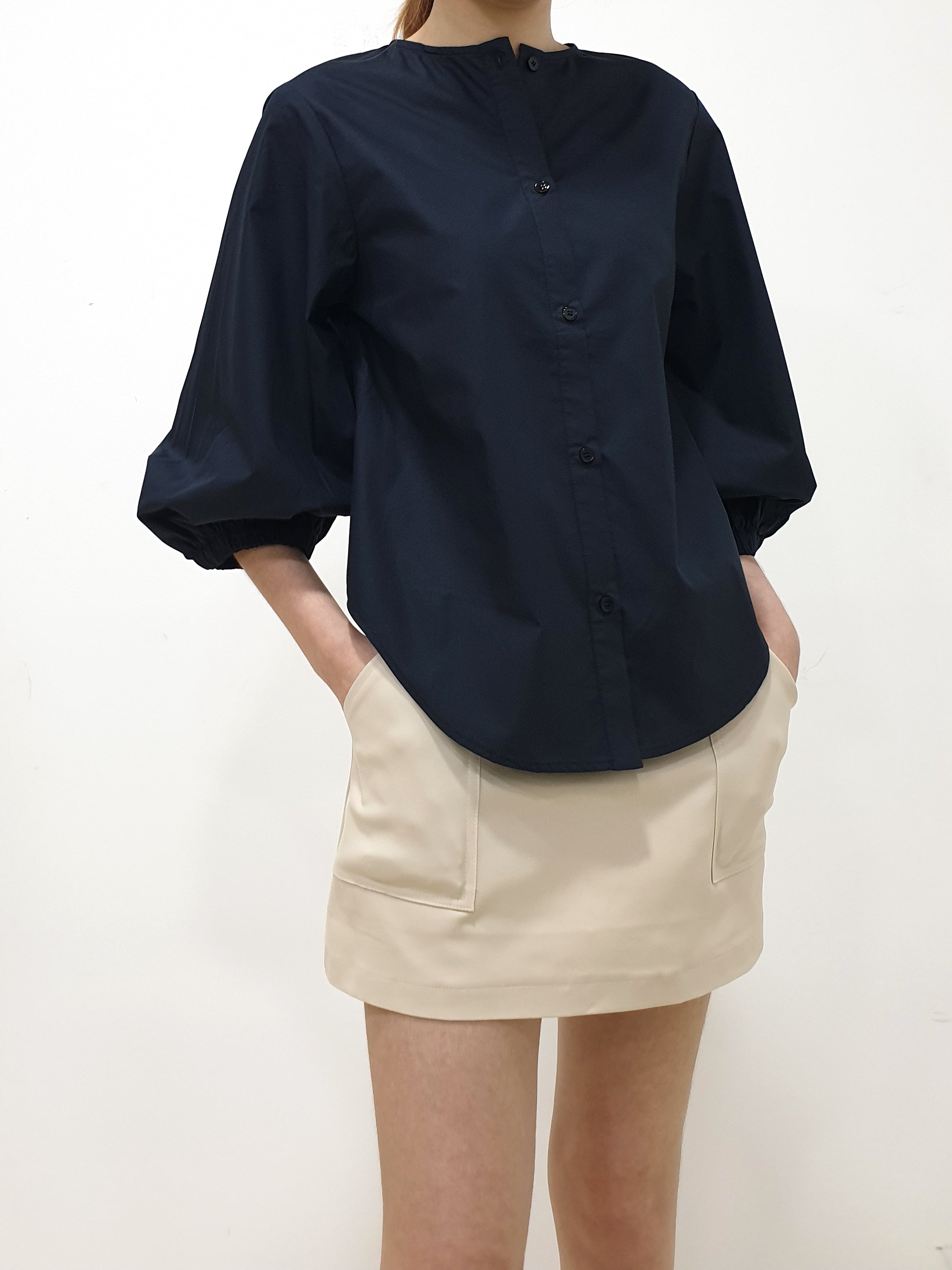 MADEBYFER Puff Sleeve Shirt - Navy