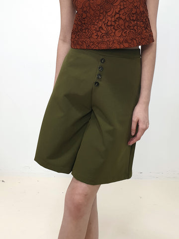 Front Buttons Flare Leg Culottes