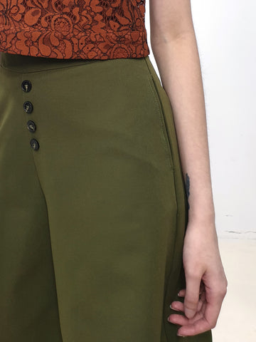 Front Buttons Flare Leg Culottes