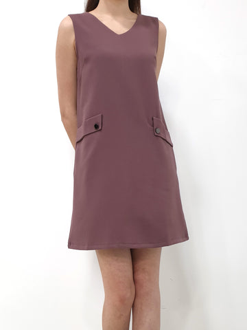 Front Pockets Basic Shift Dress