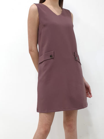 Front Pockets Basic Shift Dress