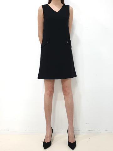 Front Pockets Basic Shift Dress