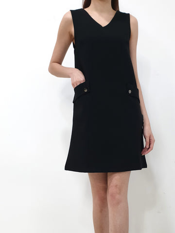 Front Pockets Basic Shift Dress