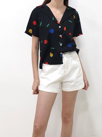 Cherry Oversized Crop Shirt