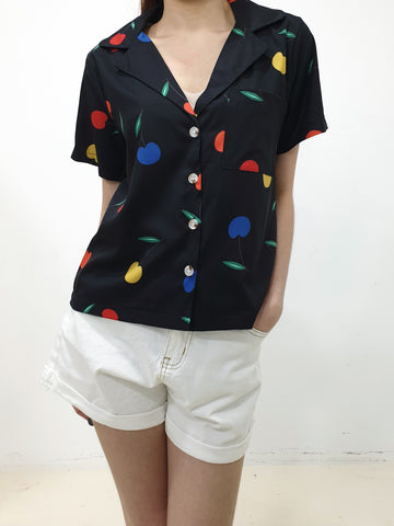 Cherry Oversized Crop Shirt