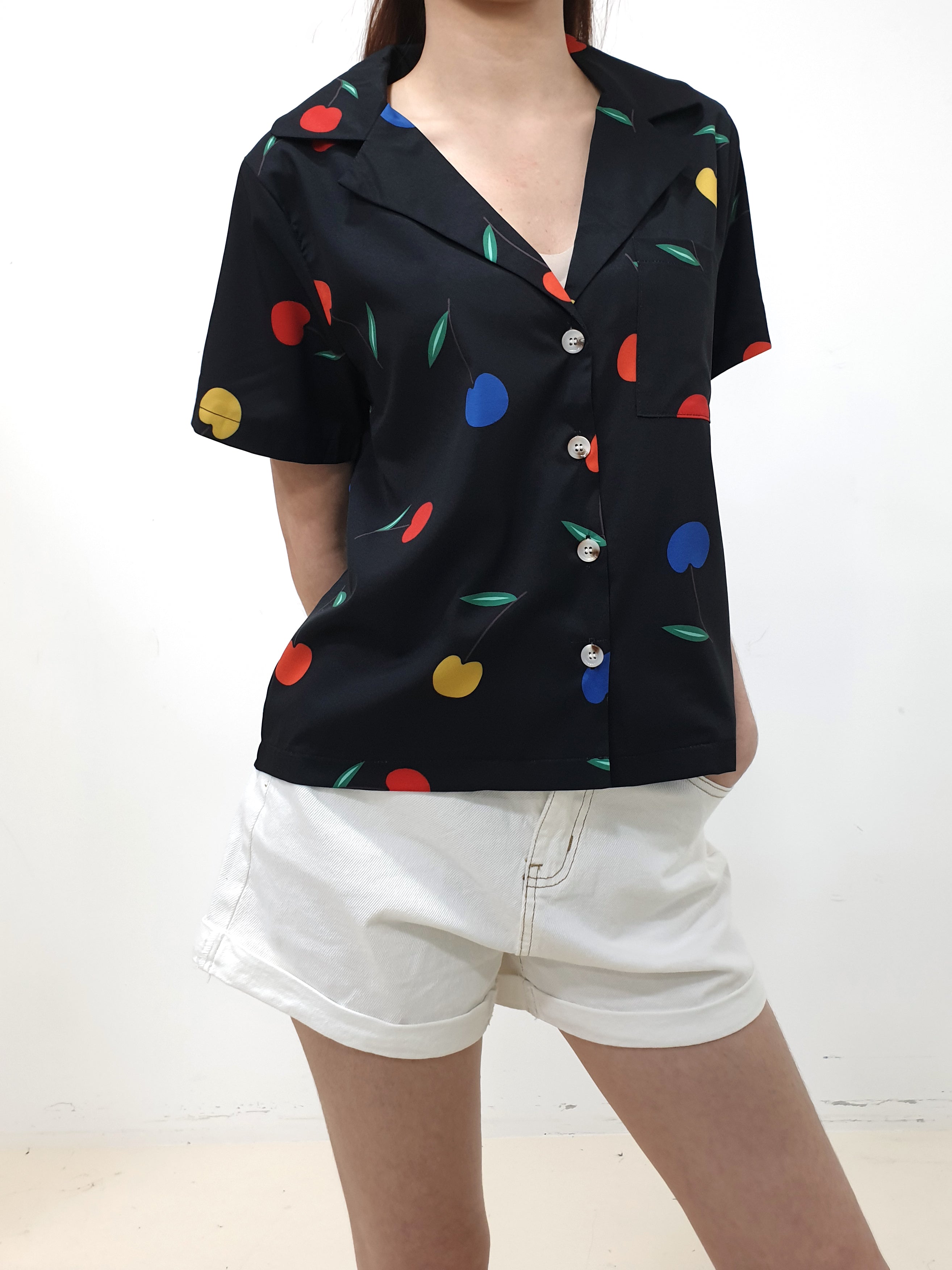 Cherry Oversized Crop Shirt