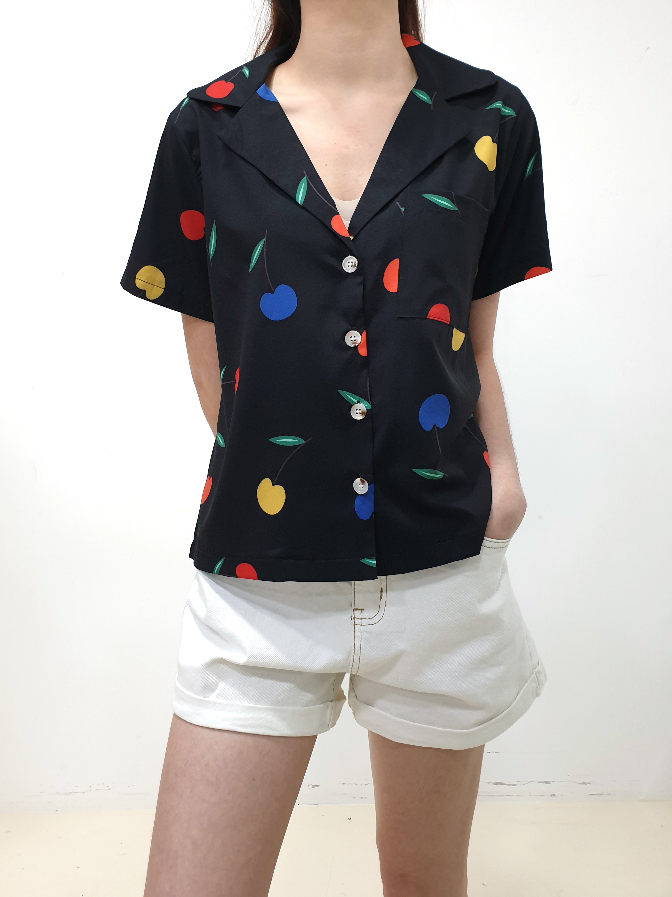 Cherry Oversized Crop Shirt