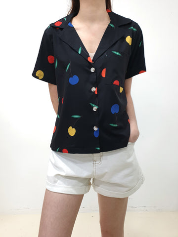 Cherry Oversized Crop Shirt