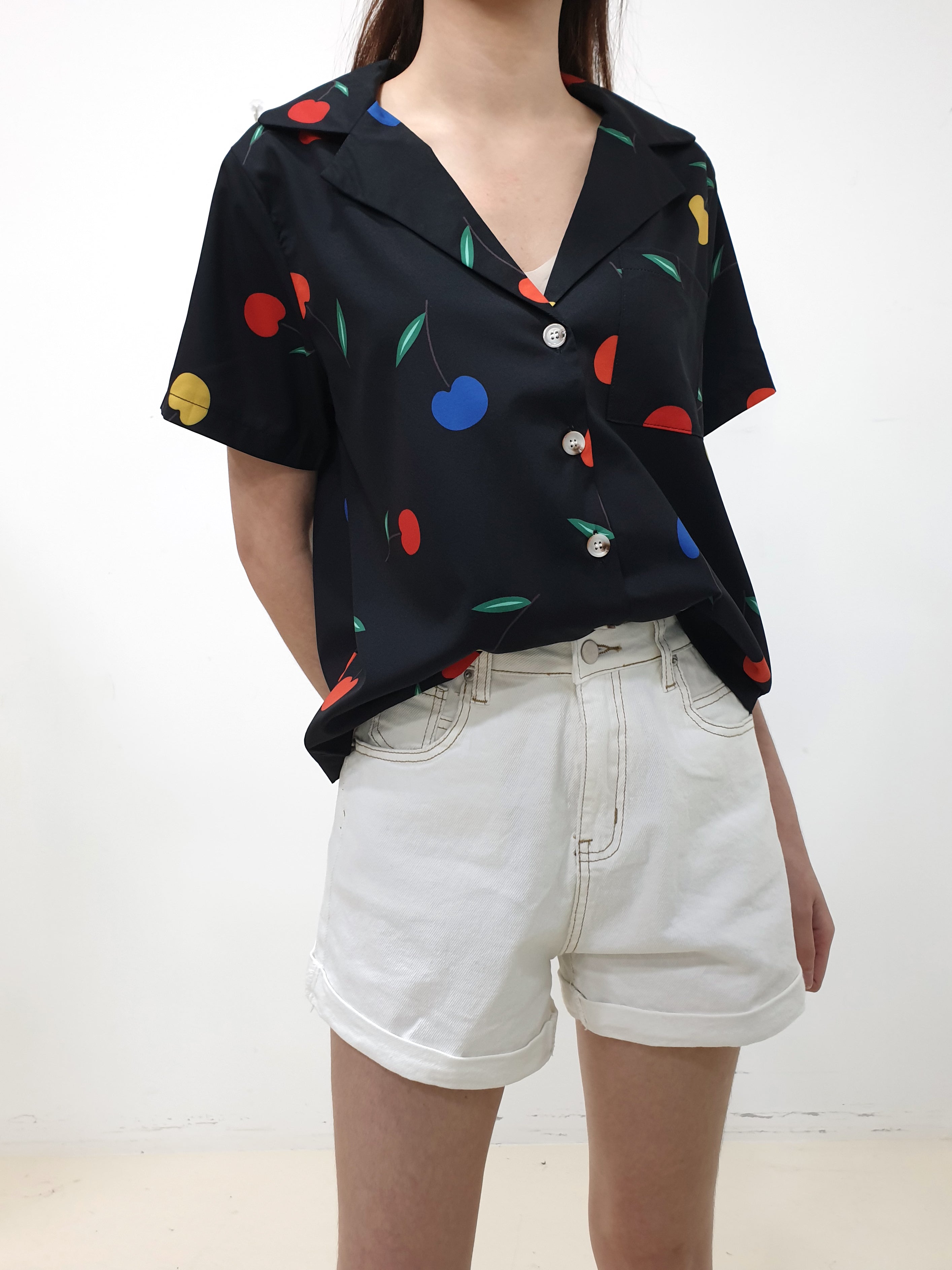 Cherry Oversized Crop Shirt