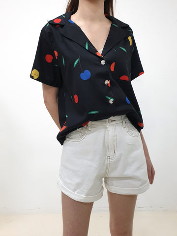Cherry Oversized Crop Shirt