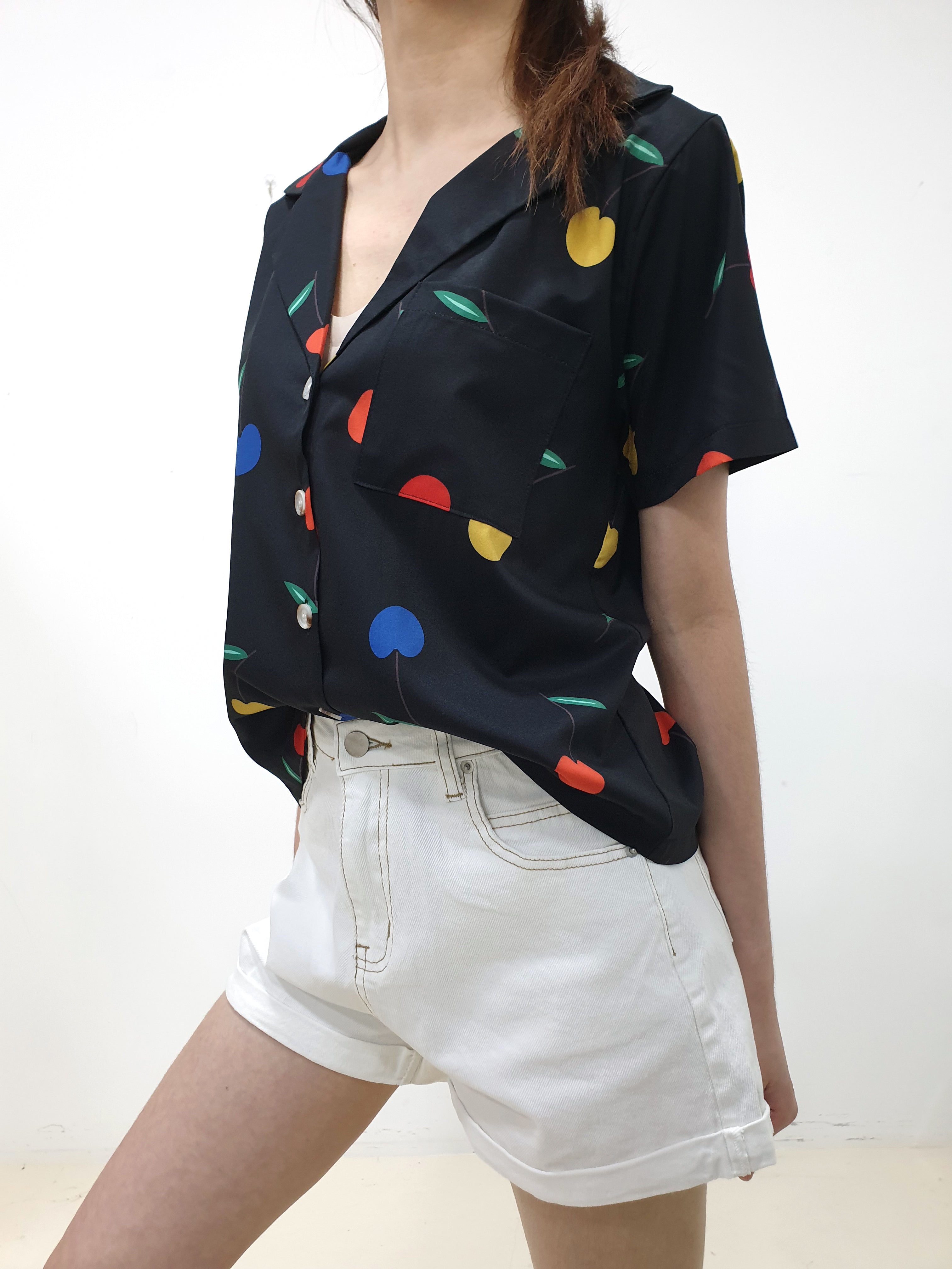 Cherry Oversized Crop Shirt
