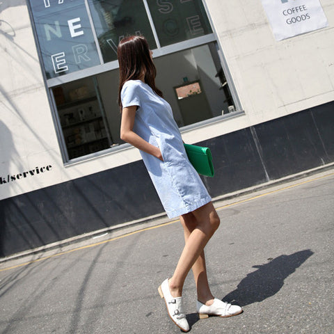 Casual Friday Denim Dress - Ferlicious