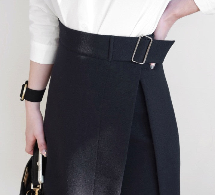 Black Pencil Buckle Skirt - Ferlicious