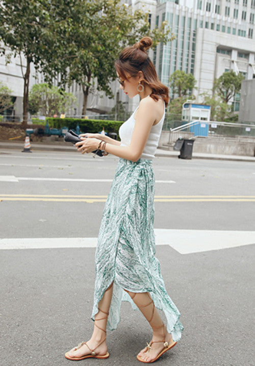 Bohemian Wrap Skirt - Strokes of Tropical - Ferlicious