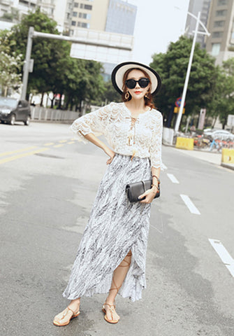 Bohemian Wrap Skirt - Strokes of Tropical - Ferlicious