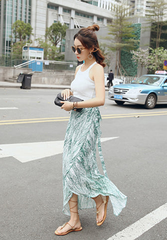 Bohemian Wrap Skirt - Strokes of Tropical - Ferlicious