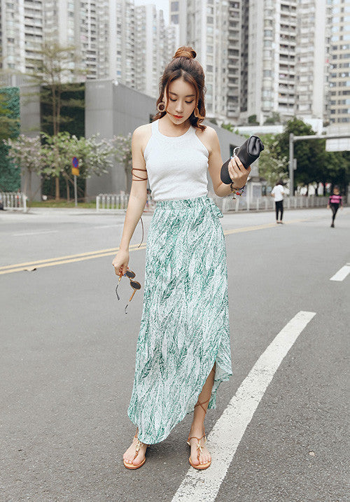 Bohemian Wrap Skirt - Strokes of Tropical - Ferlicious