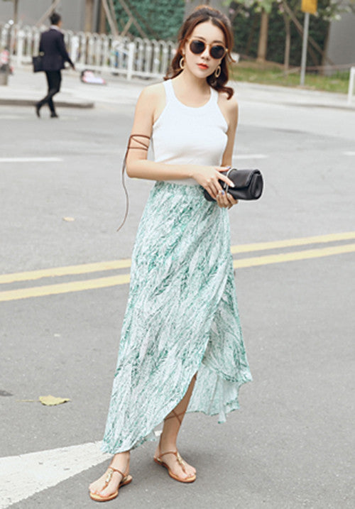 Bohemian Wrap Skirt - Strokes of Tropical - Ferlicious