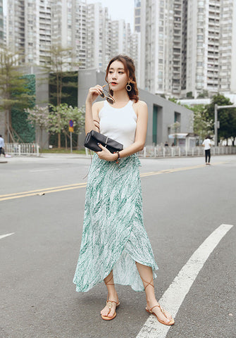 Bohemian Wrap Skirt - Strokes of Tropical - Ferlicious