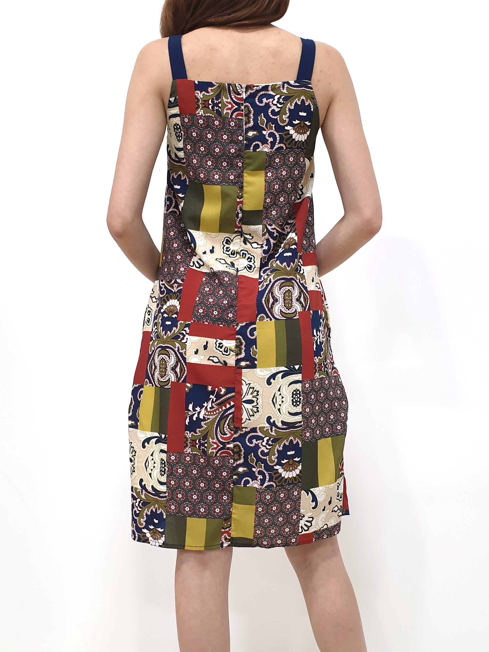 Boho Print Thick Strap Dress - Brick (Non-returnable) - Ferlicious