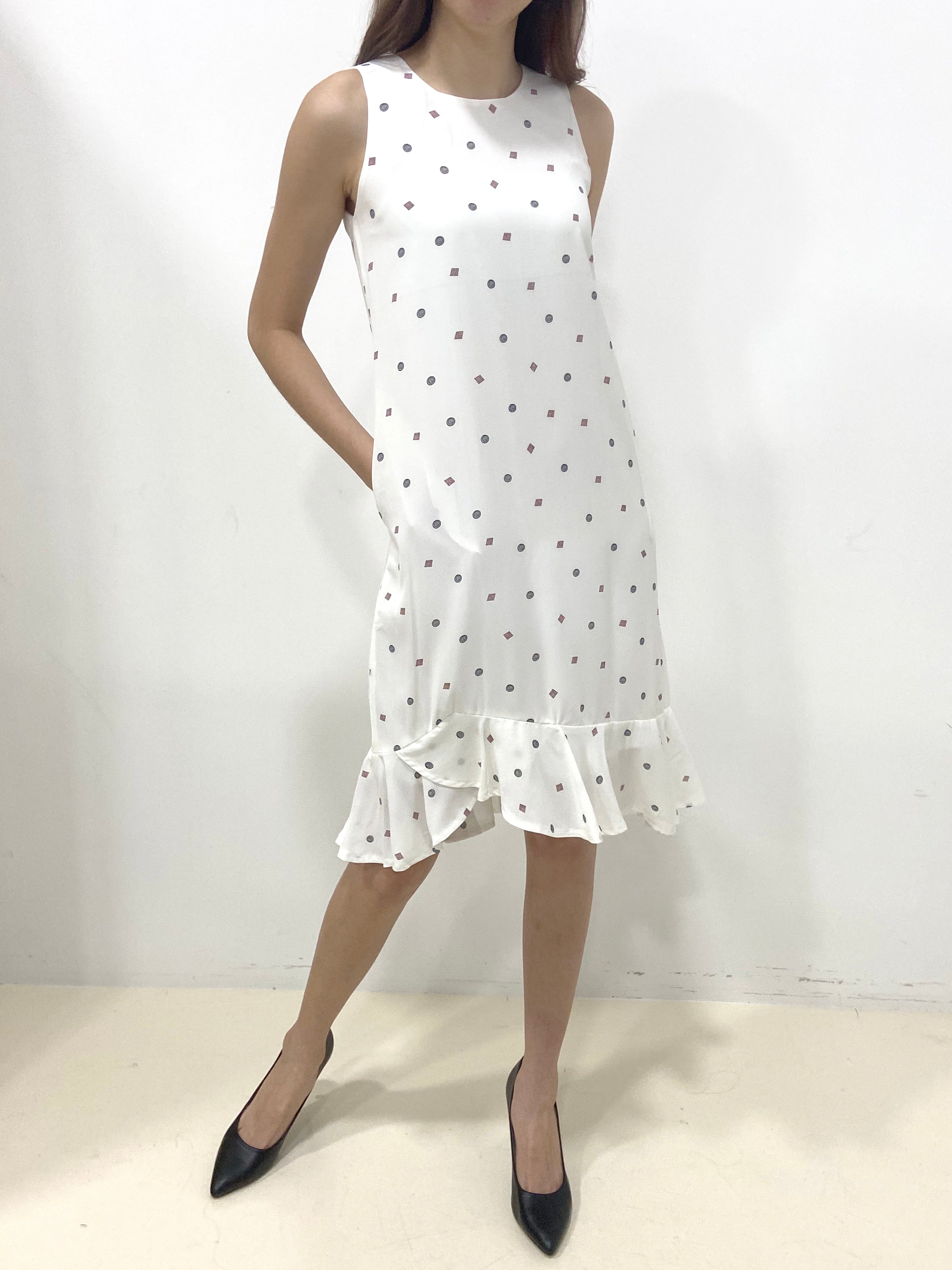 Circle Black Print Midi - White (Non-returnable) - Ferlicious