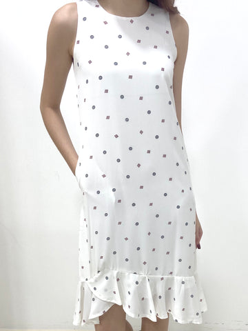Circle Black Print Midi - White (Non-returnable) - Ferlicious