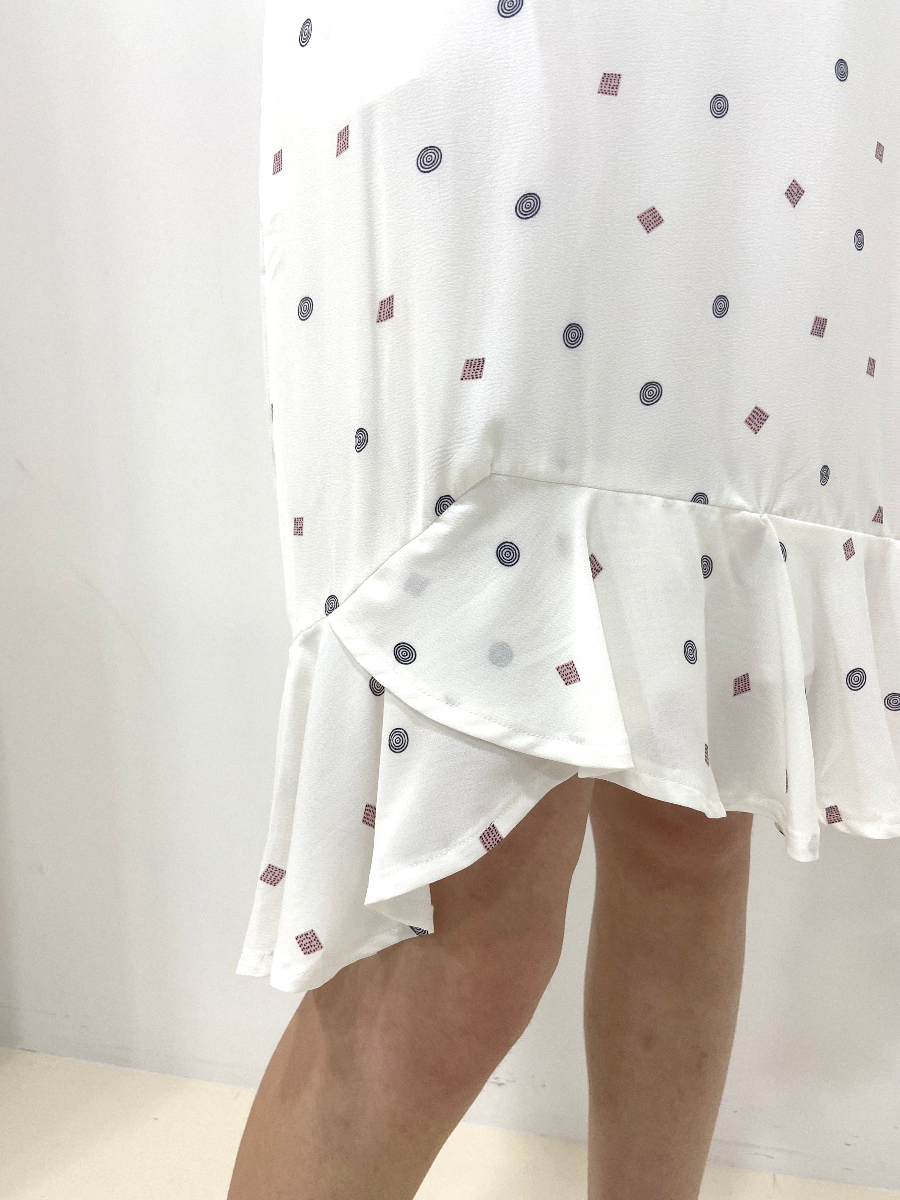 Circle Black Print Midi - White (Non-returnable) - Ferlicious