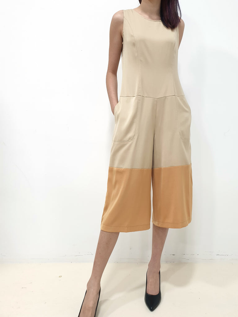 Duo Colour Jumpsuit - Beige