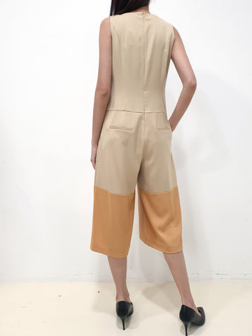 Duo Colour Jumpsuit - Beige (Non-returnable) - Ferlicious