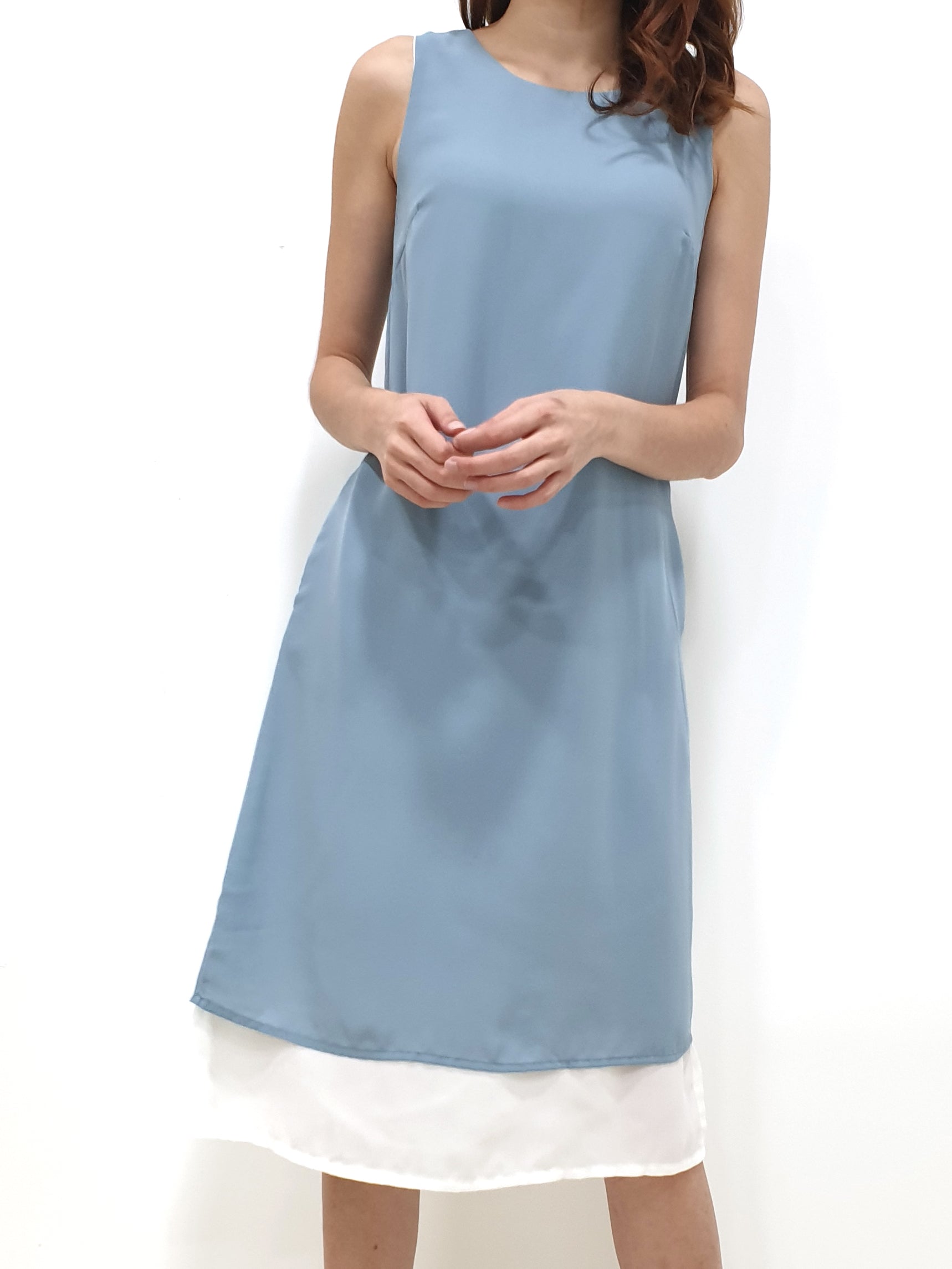 Duo Tone Shift Midi Dress - Blue (Non-returnable) - Ferlicious