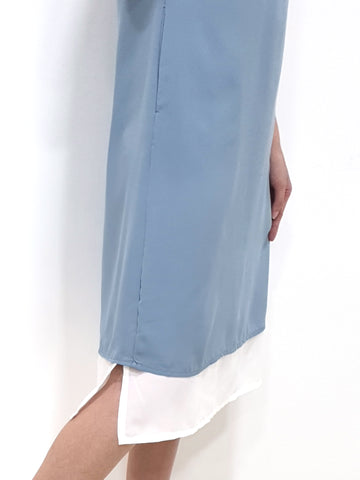 Duo Tone Shift Midi Dress - Blue (Non-returnable) - Ferlicious