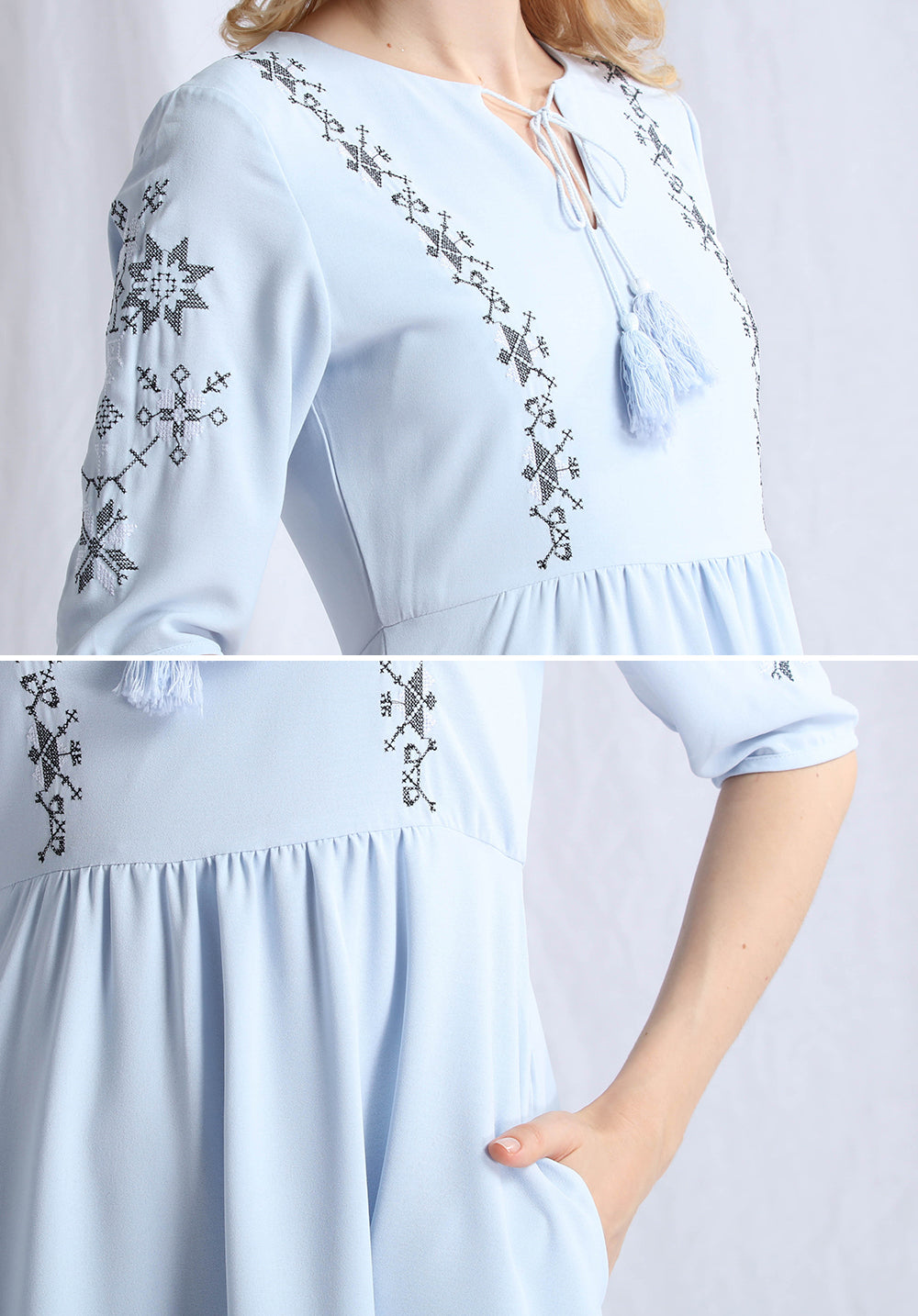 Embroidered Babydoll Dress - Ferlicious
