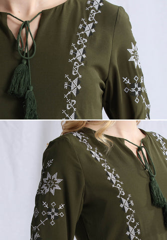 Embroidered Babydoll Dress - Ferlicious