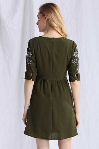 Embroidered Babydoll Dress - Ferlicious