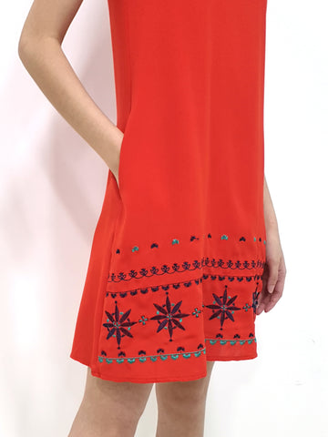 Embroidery Bottom Shift Dress (Non-returnable) - Ferlicious