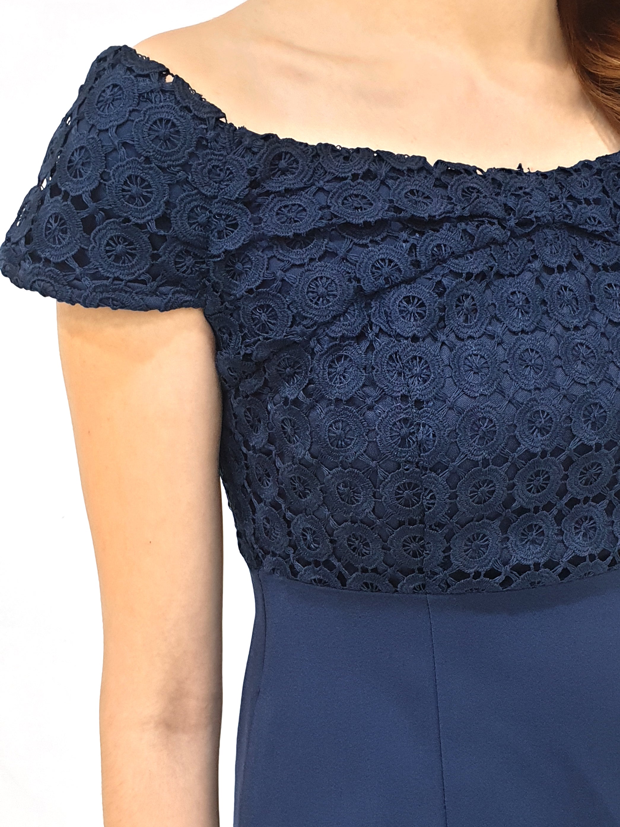 Crochet Off Shoulder Dress - Navy (Non-returnable) - Ferlicious