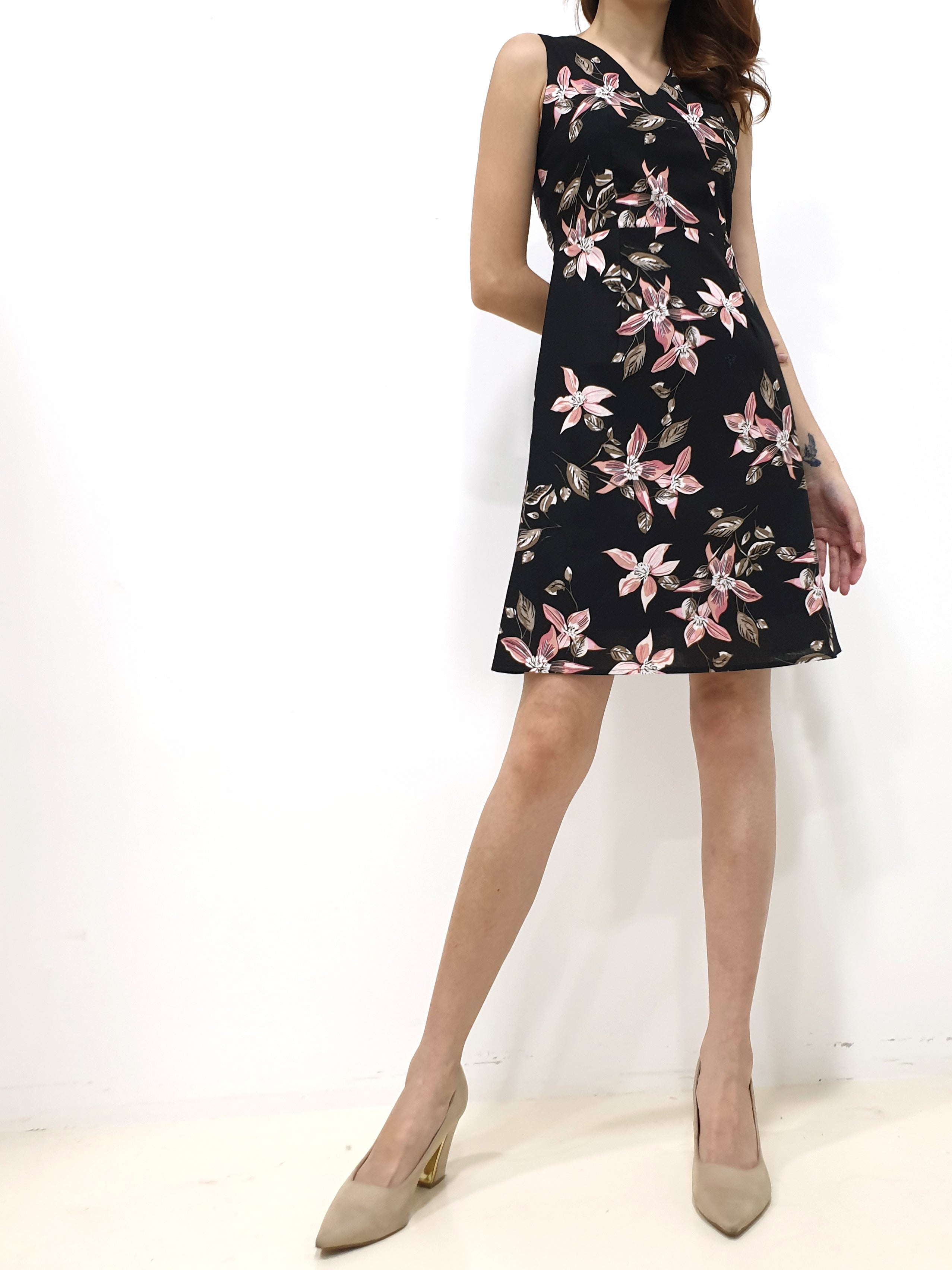 Floral Faux Wrap Dress (Non-returnable) - Ferlicious