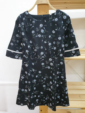 Floral Laser Trim Dress - Ferlicious