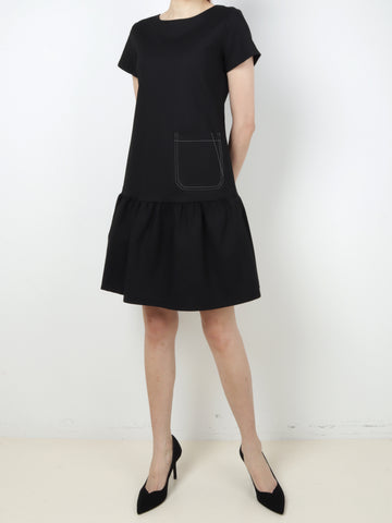 Front Pocket Ruffles Dress