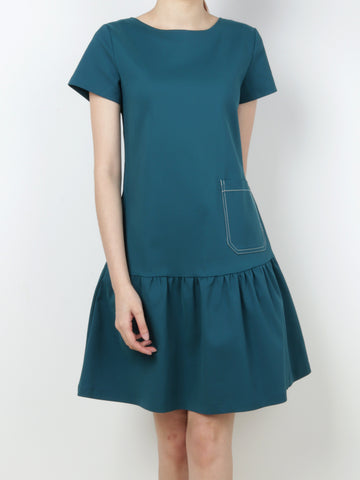 Front Pocket Ruffles Dress