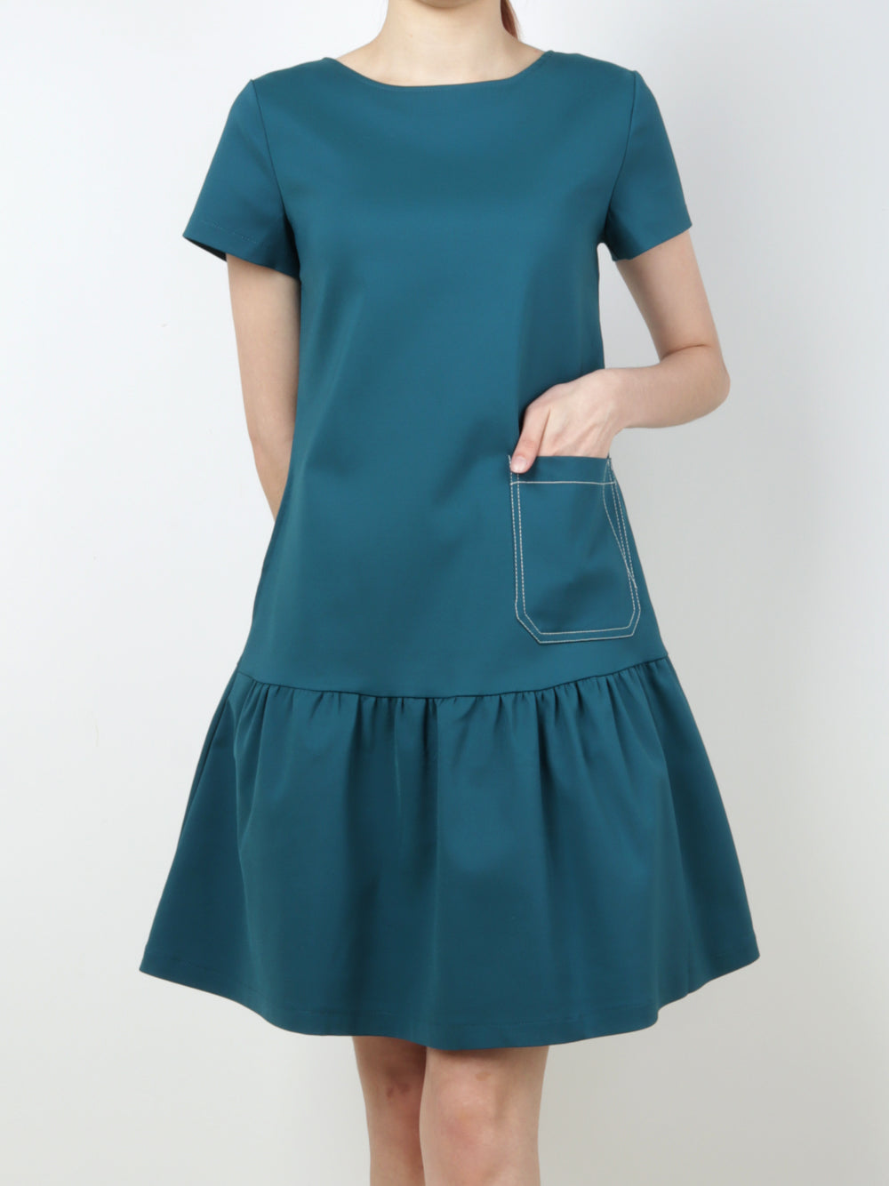 Front Pocket Ruffles Dress