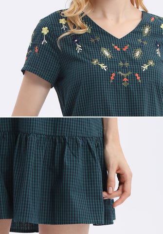 Gingham V Neck Dress - Ferlicious