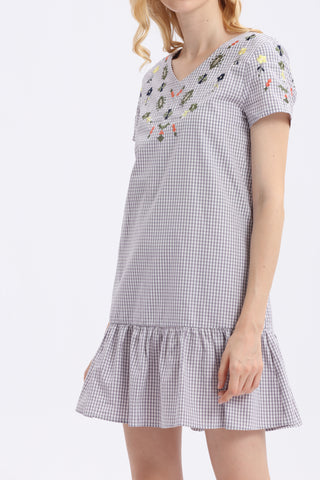 Gingham V Neck Dress - Ferlicious