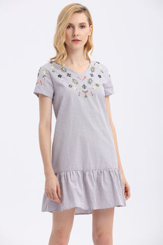 Gingham V Neck Dress - Ferlicious