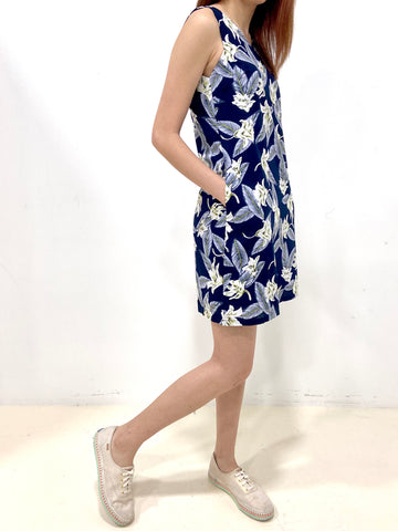 Lily Tropical Print Dress - Navy (Non-returnable) - Ferlicious